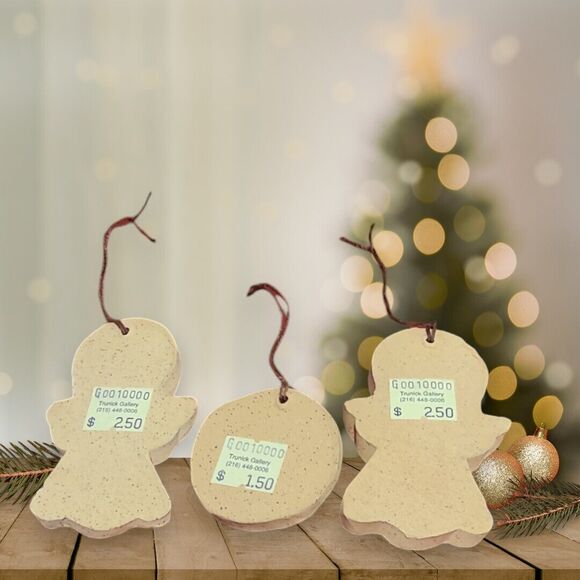 Vintage Hand Painted Clay Angel Christmas Ornaments Set Of 3 Folk Art Primitive - Picture 3 of 5